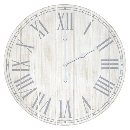 Elegant Designs Wood Plank 23" Large Coastal Rustic Wall Clock, White Wash HG2003-WWH